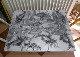 Catfish & Lily Pads Table Top by Paul Silva